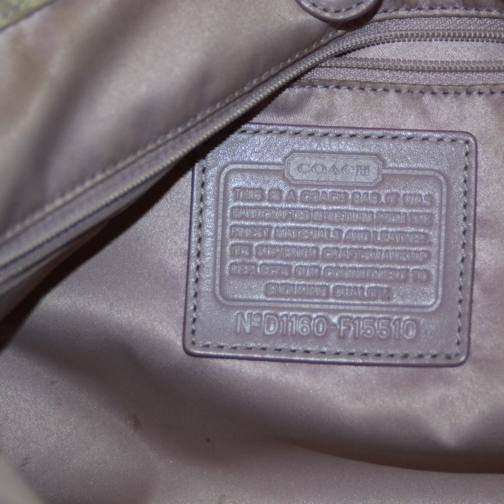 Coach 15510 Ashley Cary All Beige Purple Purse - Picture 6 of 7